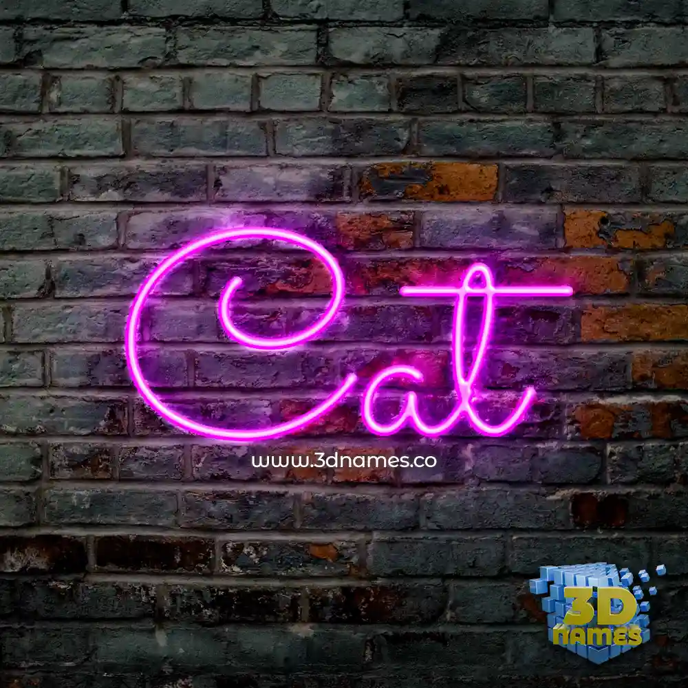 cat in Pink Neon style - 3D name wallpaper