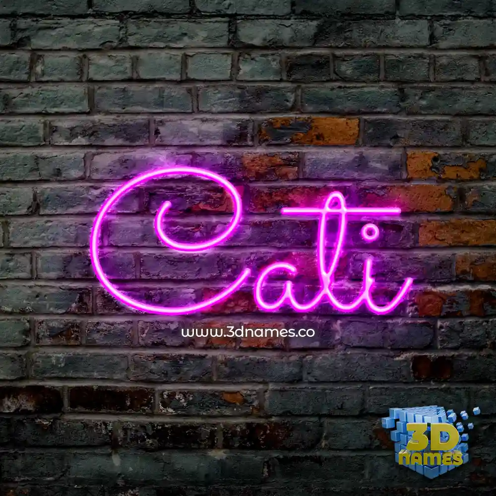 cati in Pink Neon style - 3D name wallpaper