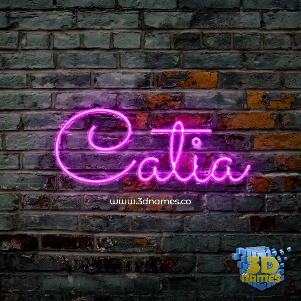 catia in Pink Neon style - 3D name wallpaper