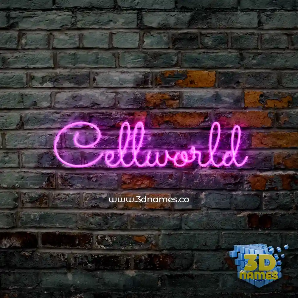 cellworld in Pink Neon style - 3D name wallpaper