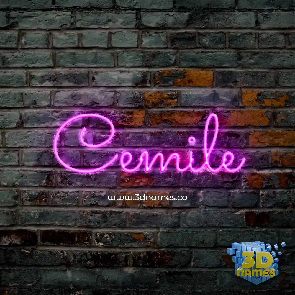 cemile in Pink Neon style - 3D name wallpaper