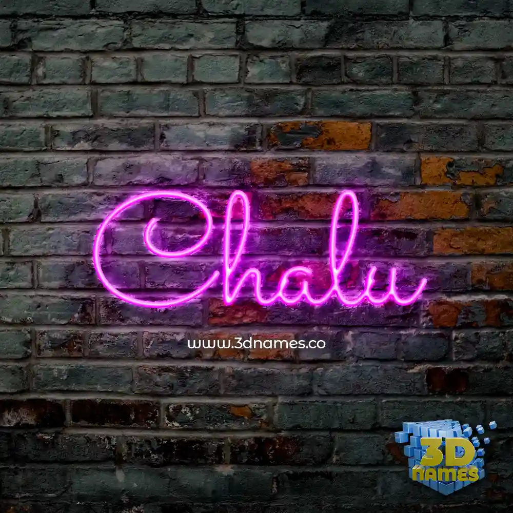 chalu in Pink Neon style - 3D name wallpaper