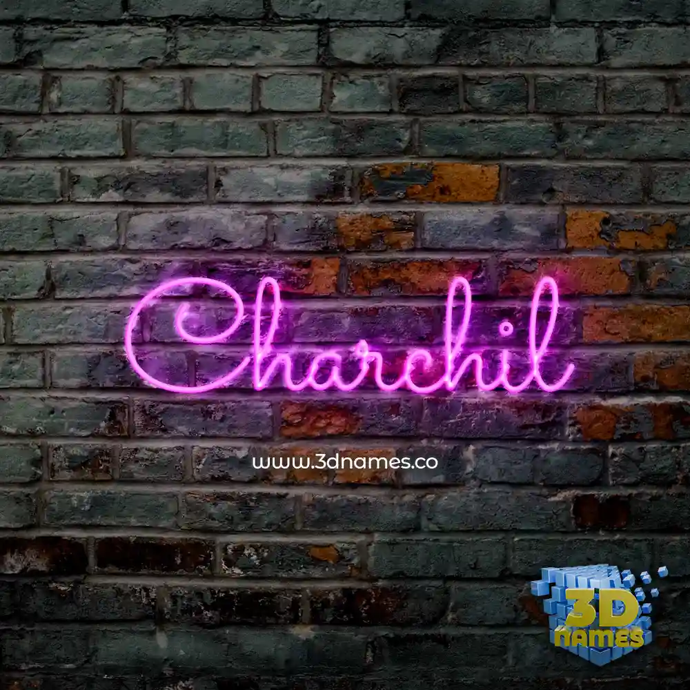 charchil in Pink Neon style - 3D name wallpaper
