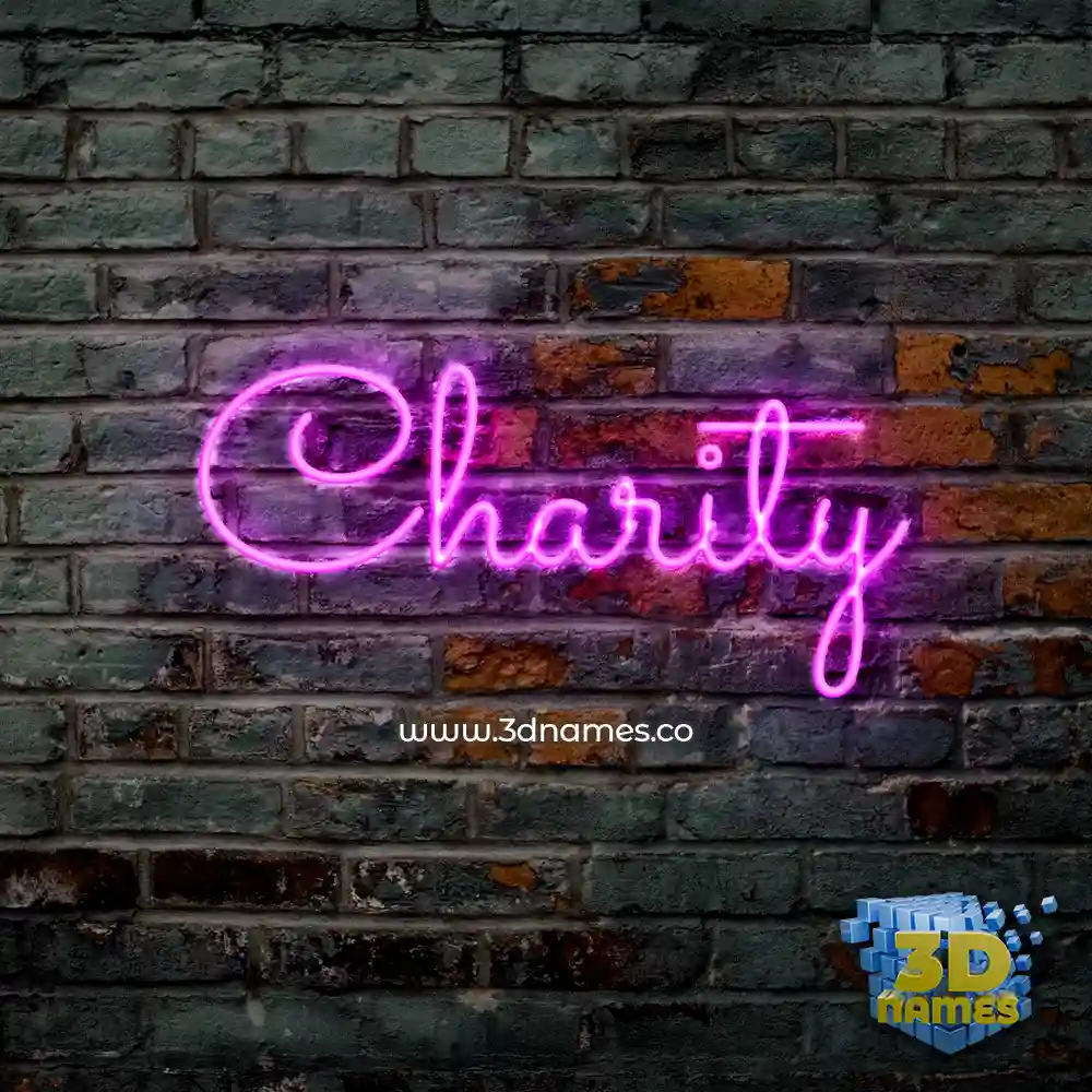 charity in Pink Neon style - 3D name wallpaper