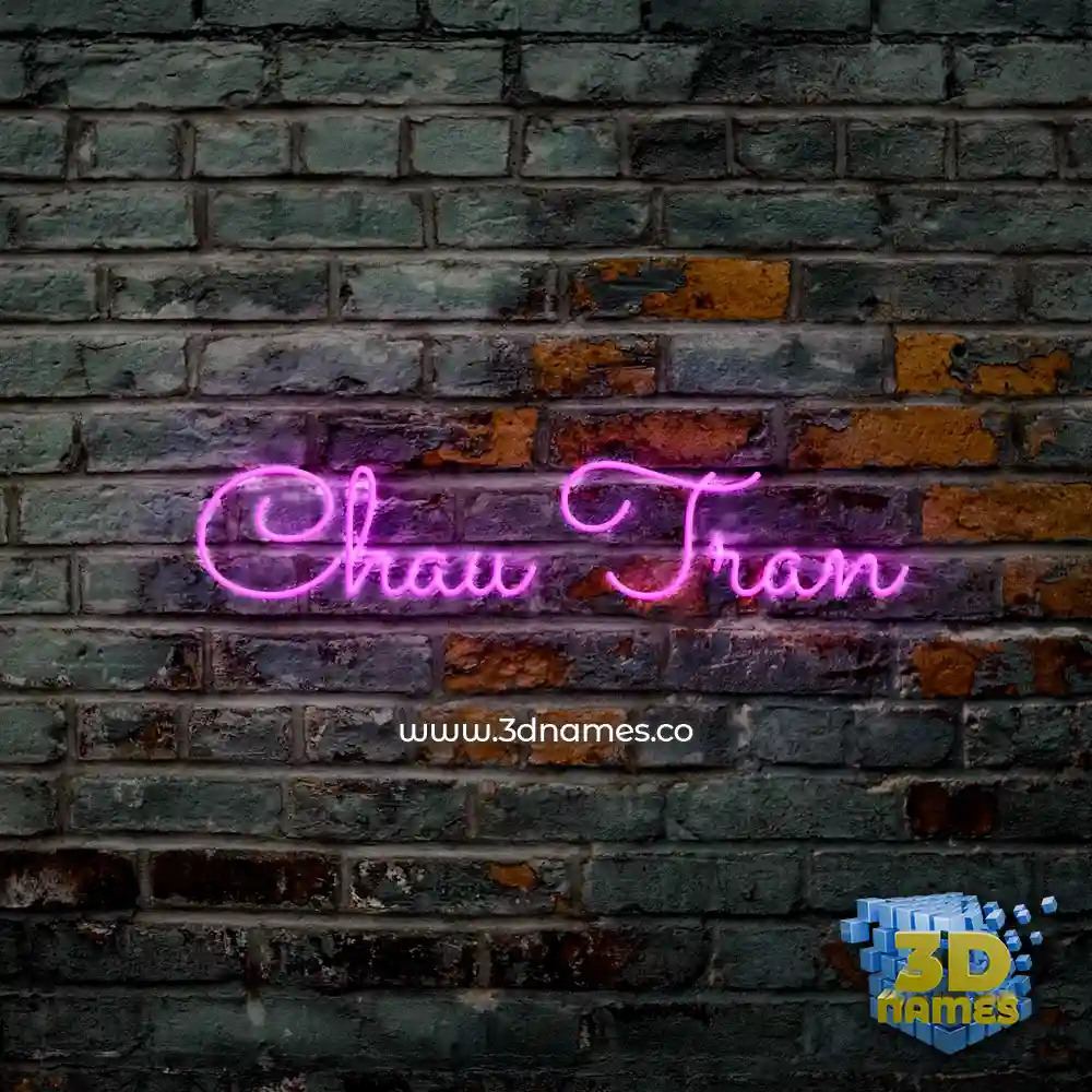 chau tran in Pink Neon style - 3D name wallpaper