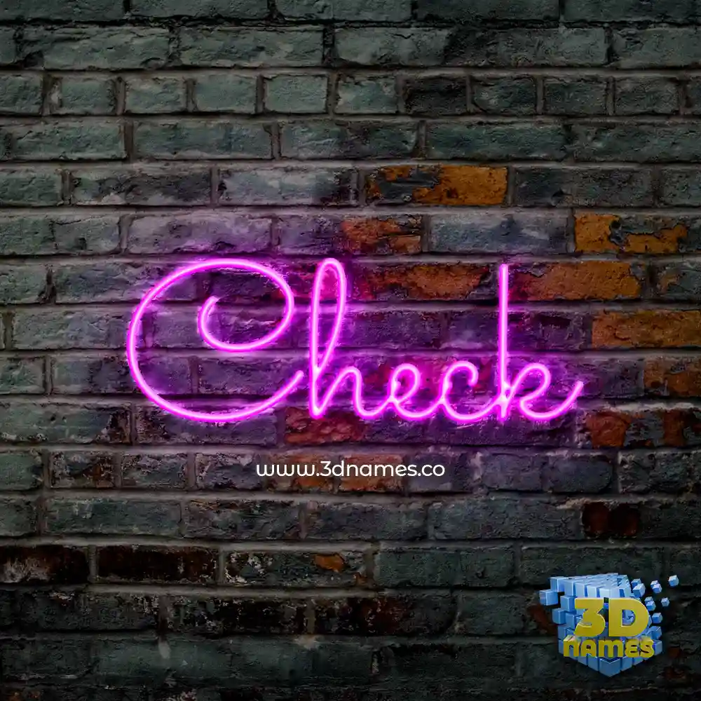 check in Pink Neon style - 3D name wallpaper