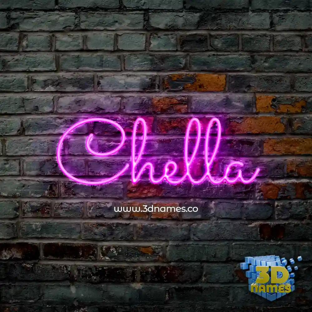 chella in Pink Neon style - 3D name wallpaper