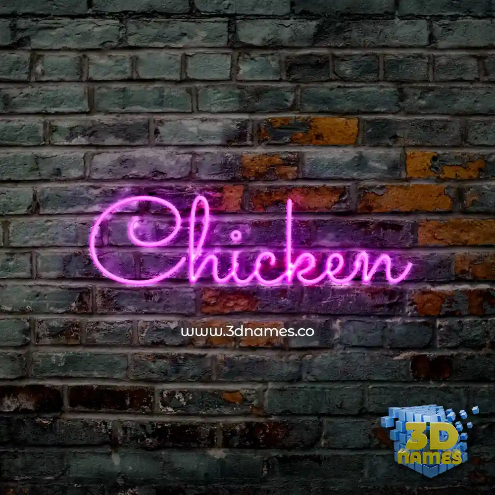 chicken in Pink Neon style - 3D name wallpaper