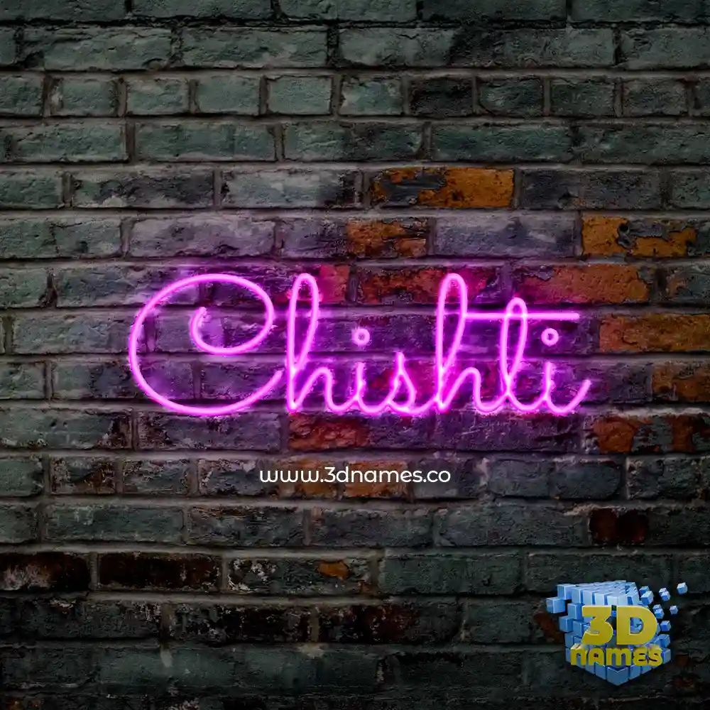 chishti in Pink Neon style - 3D name wallpaper