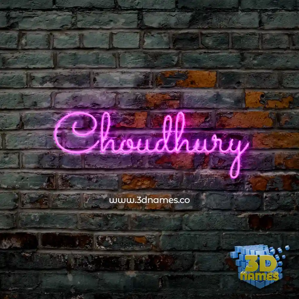 choudhury in Pink Neon style - 3D name wallpaper