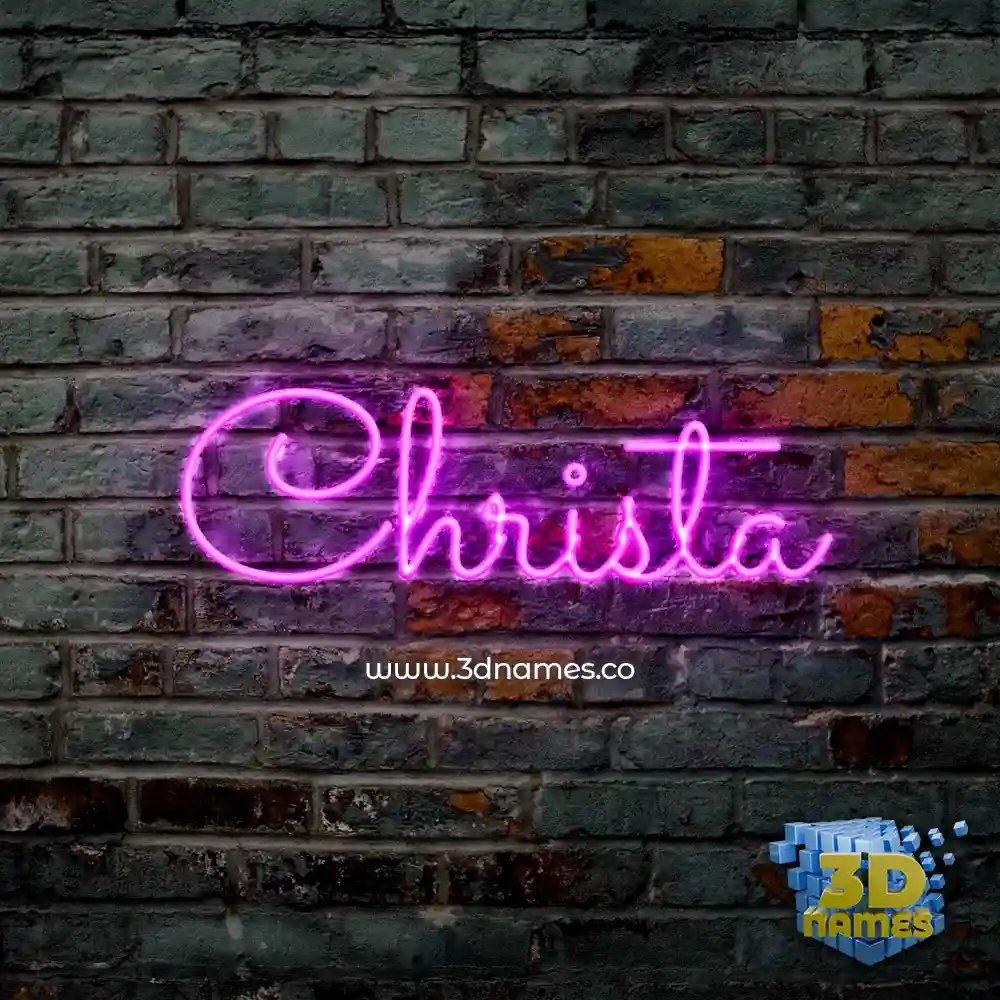 christa in Pink Neon style - 3D name wallpaper