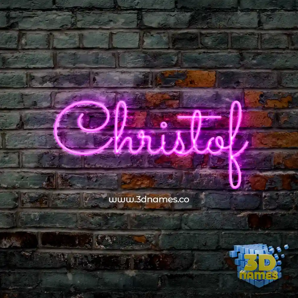christof in Pink Neon style - 3D name wallpaper