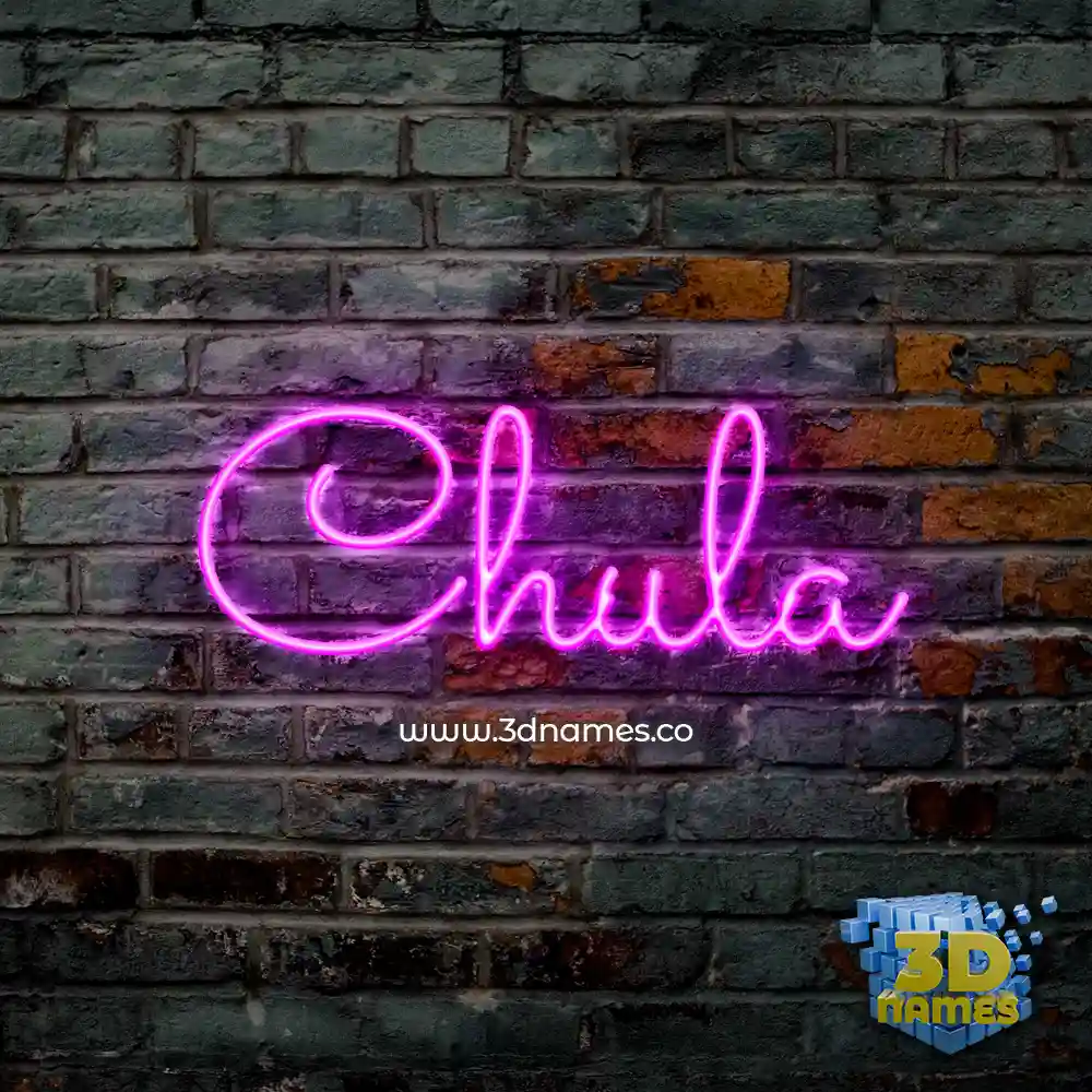 chula in Pink Neon style - 3D name wallpaper