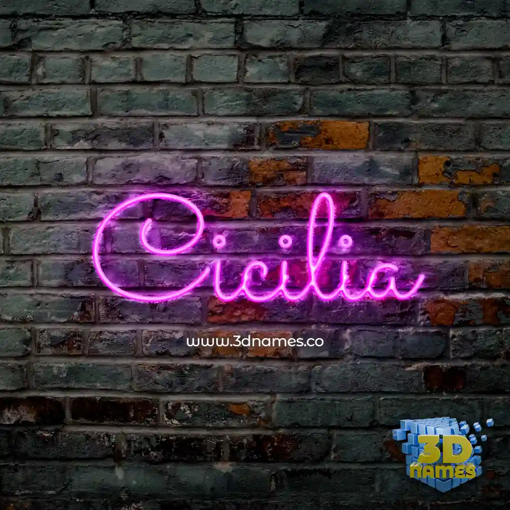 cicilia in Pink Neon style - 3D name wallpaper