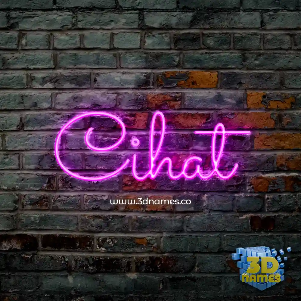 cihat in Pink Neon style - 3D name wallpaper