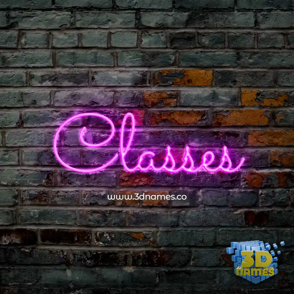 classes in Pink Neon style - 3D name wallpaper