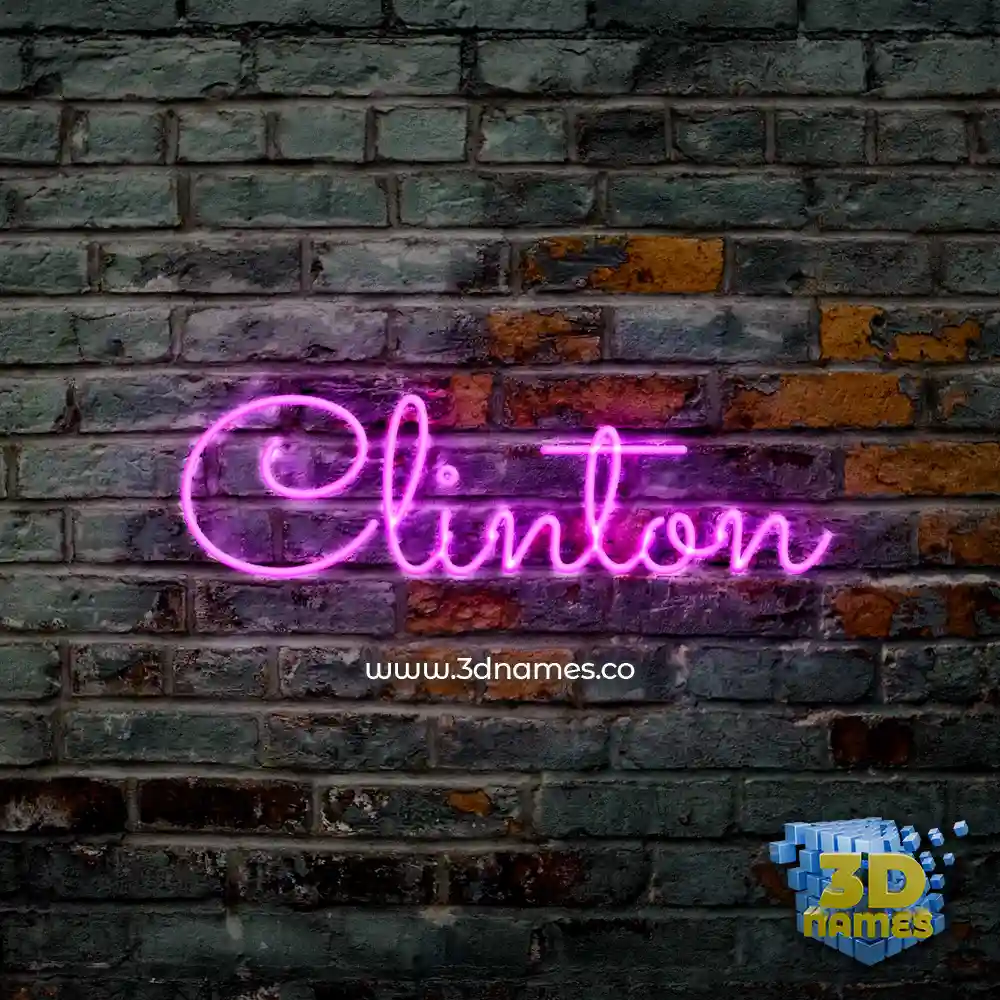 clinton in Pink Neon style - 3D name wallpaper