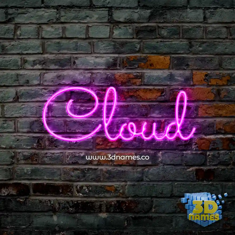cloud in Pink Neon style - 3D name wallpaper