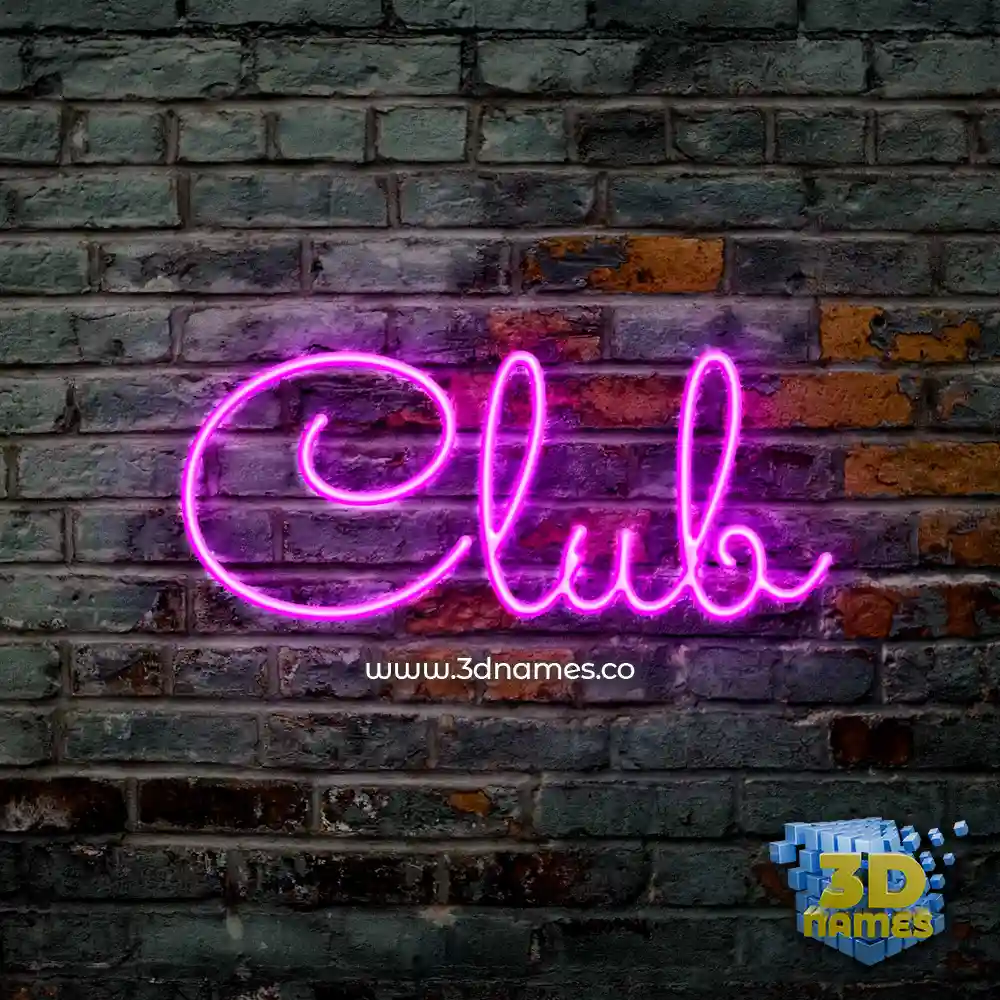 club in Pink Neon style - 3D name wallpaper
