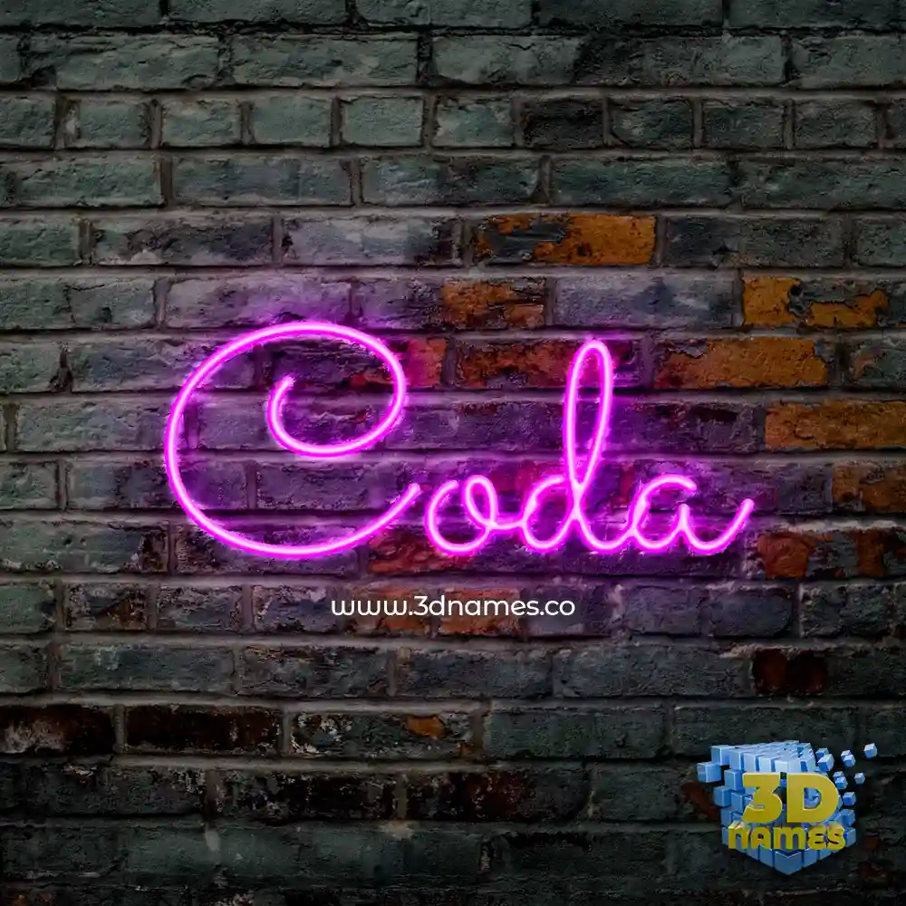 coda in Pink Neon style - 3D name wallpaper