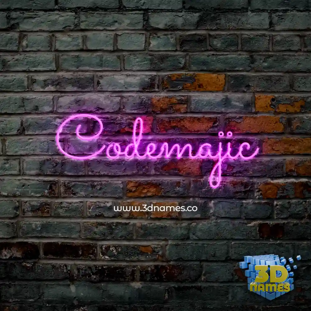 codemajic in Pink Neon style - 3D name wallpaper