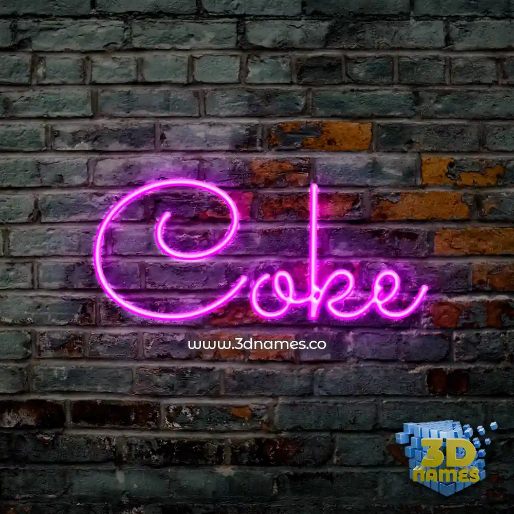 coke in Pink Neon style - 3D name wallpaper