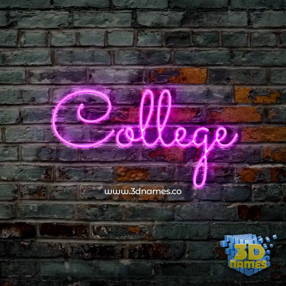 college in Pink Neon style - 3D name wallpaper