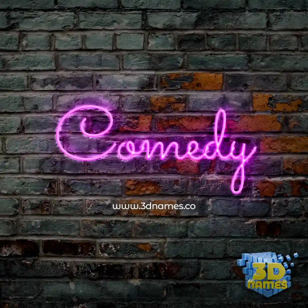 comedy in Pink Neon style - 3D name wallpaper