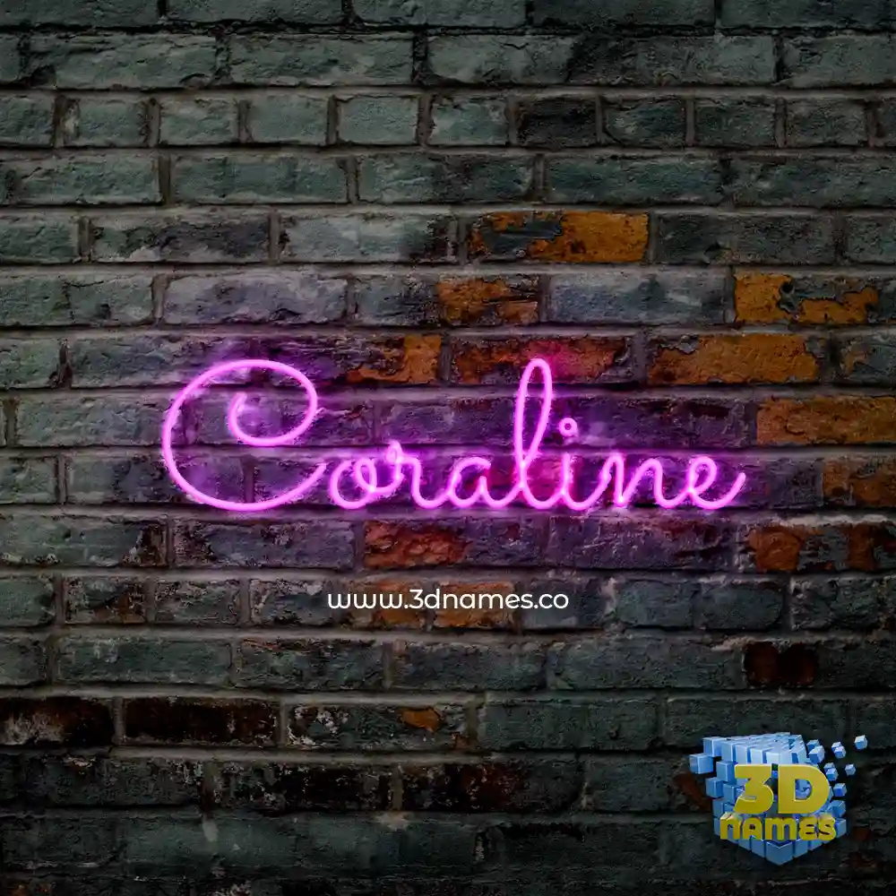 coraline in Pink Neon style - 3D name wallpaper