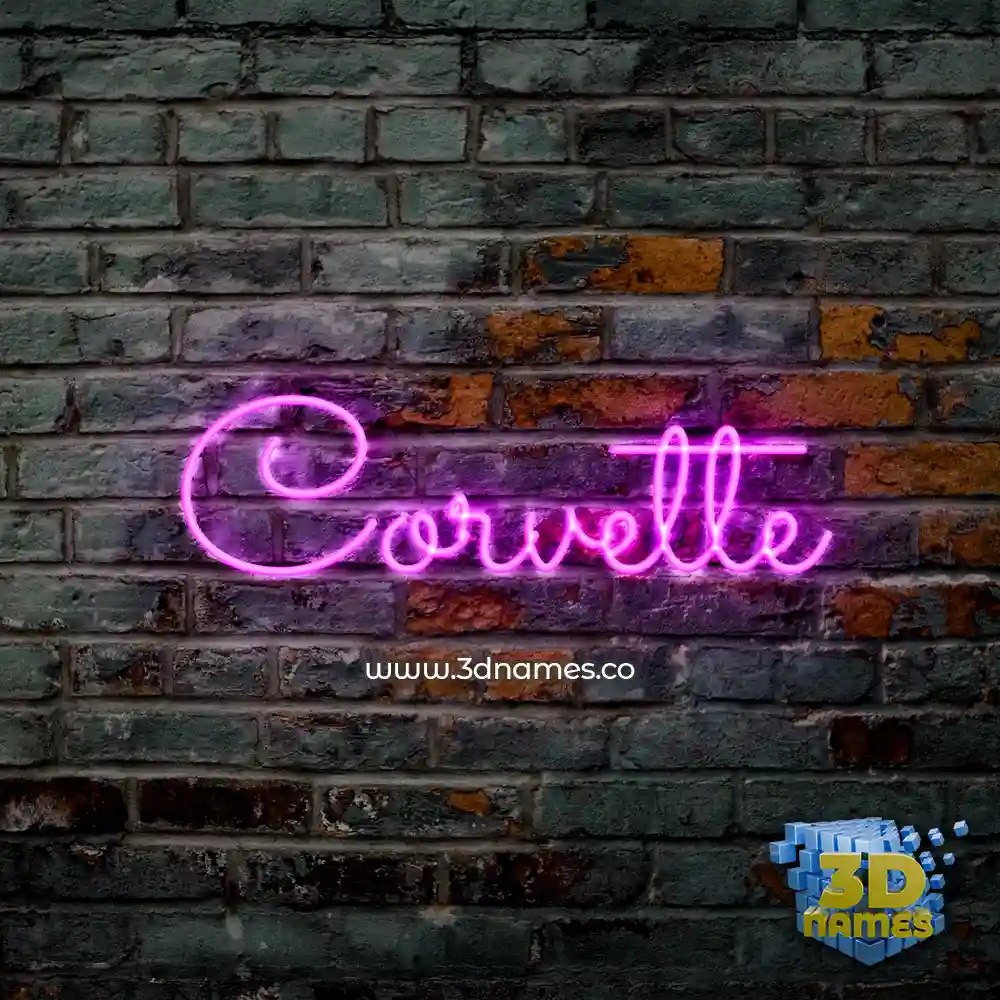 corvette in Pink Neon style - 3D name wallpaper