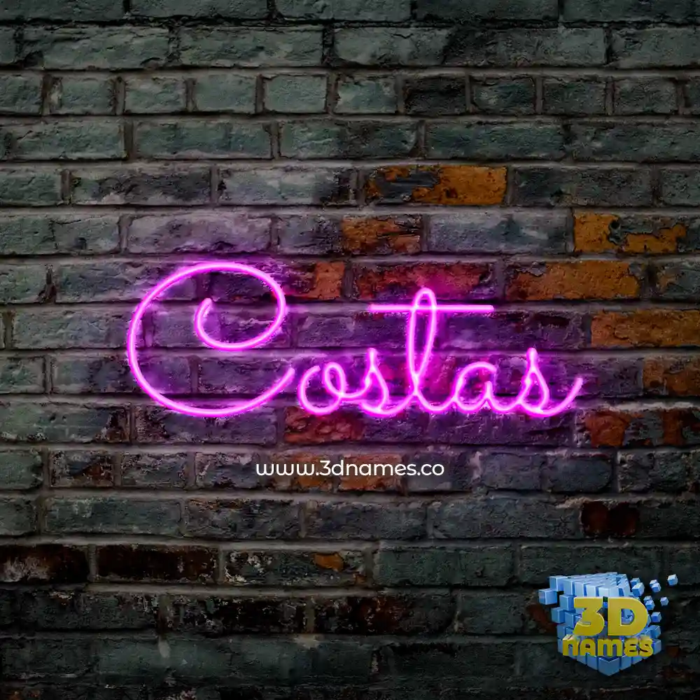costas in Pink Neon style - 3D name wallpaper