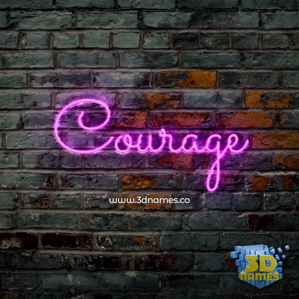 courage in Pink Neon style - 3D name wallpaper