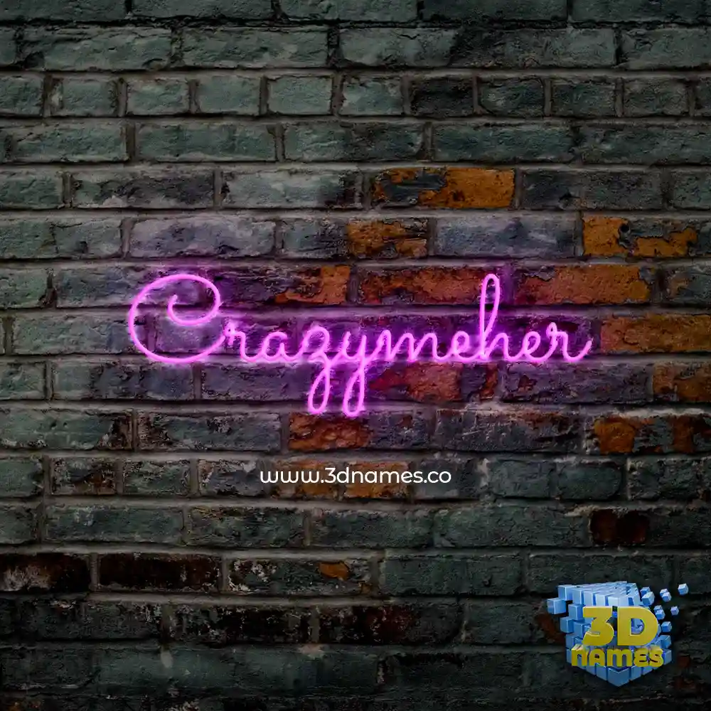 crazymeher in Pink Neon style - 3D name wallpaper