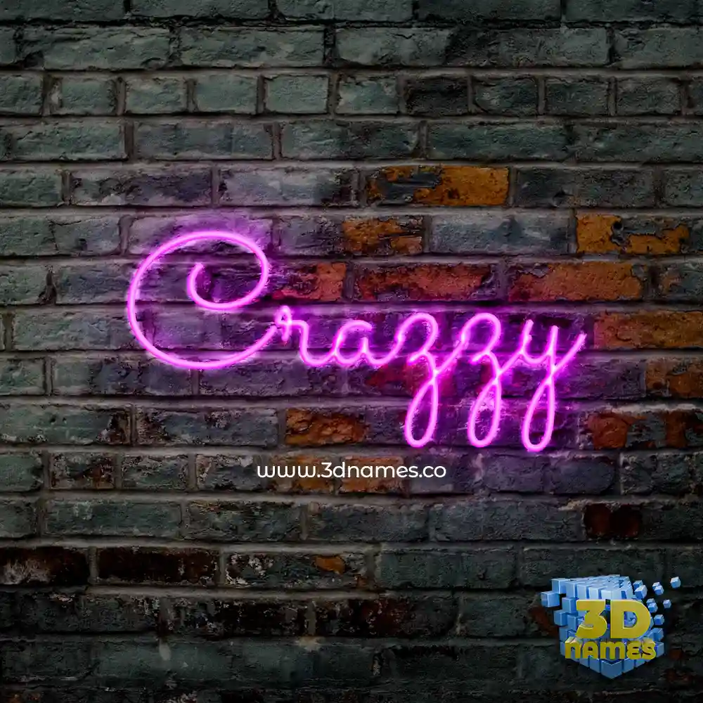 crazzy in Pink Neon style - 3D name wallpaper