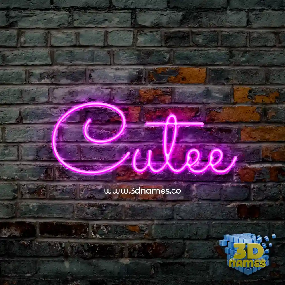 cutee in Pink Neon style - 3D name wallpaper