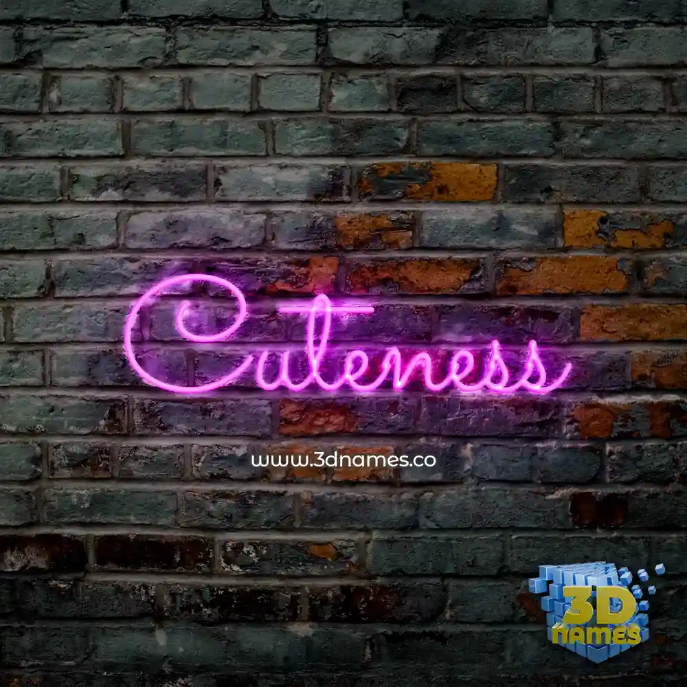 cuteness in Pink Neon style - 3D name wallpaper