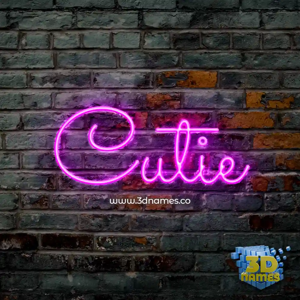 cutie in Pink Neon style - 3D name wallpaper