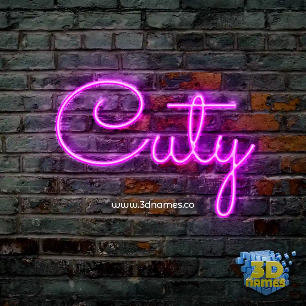 cuty in Pink Neon style - 3D name wallpaper