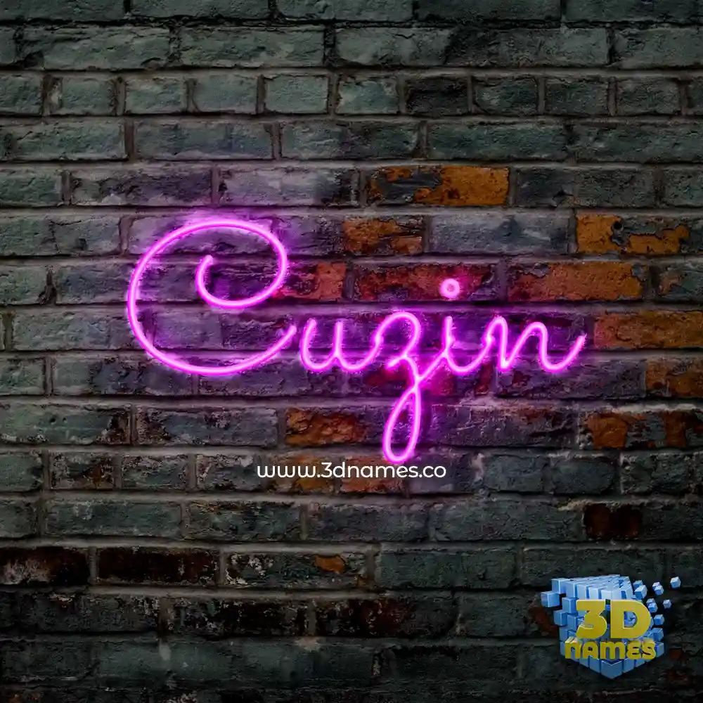 cuzin in Pink Neon style - 3D name wallpaper