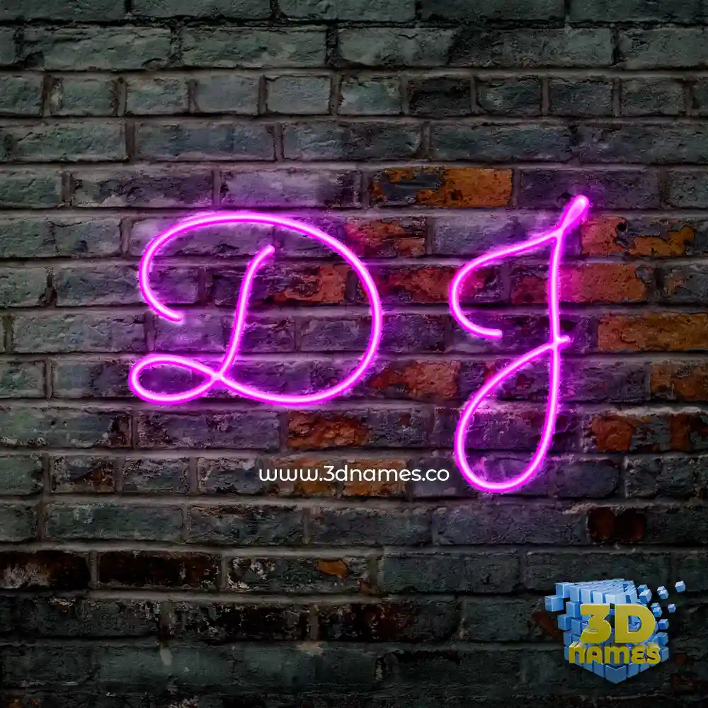 d j in Pink Neon style - 3D name wallpaper