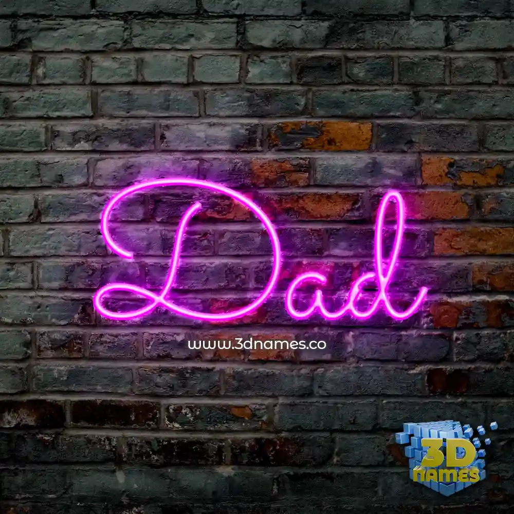 dad in Pink Neon style - 3D name wallpaper
