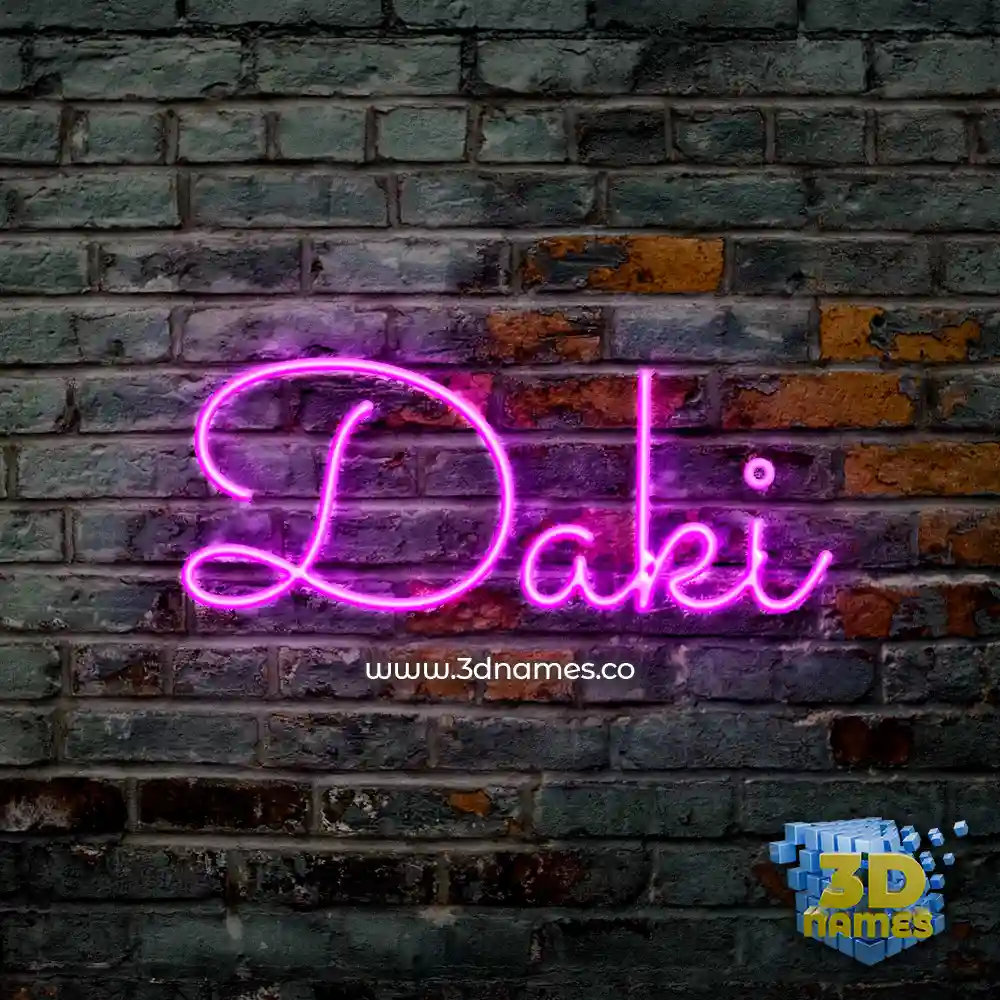 daki in Pink Neon style - 3D name wallpaper