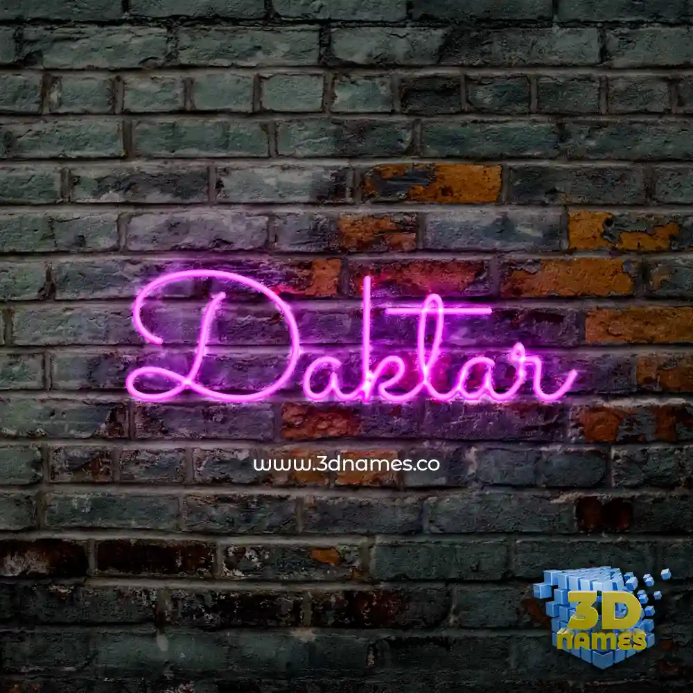 daktar in Pink Neon style - 3D name wallpaper