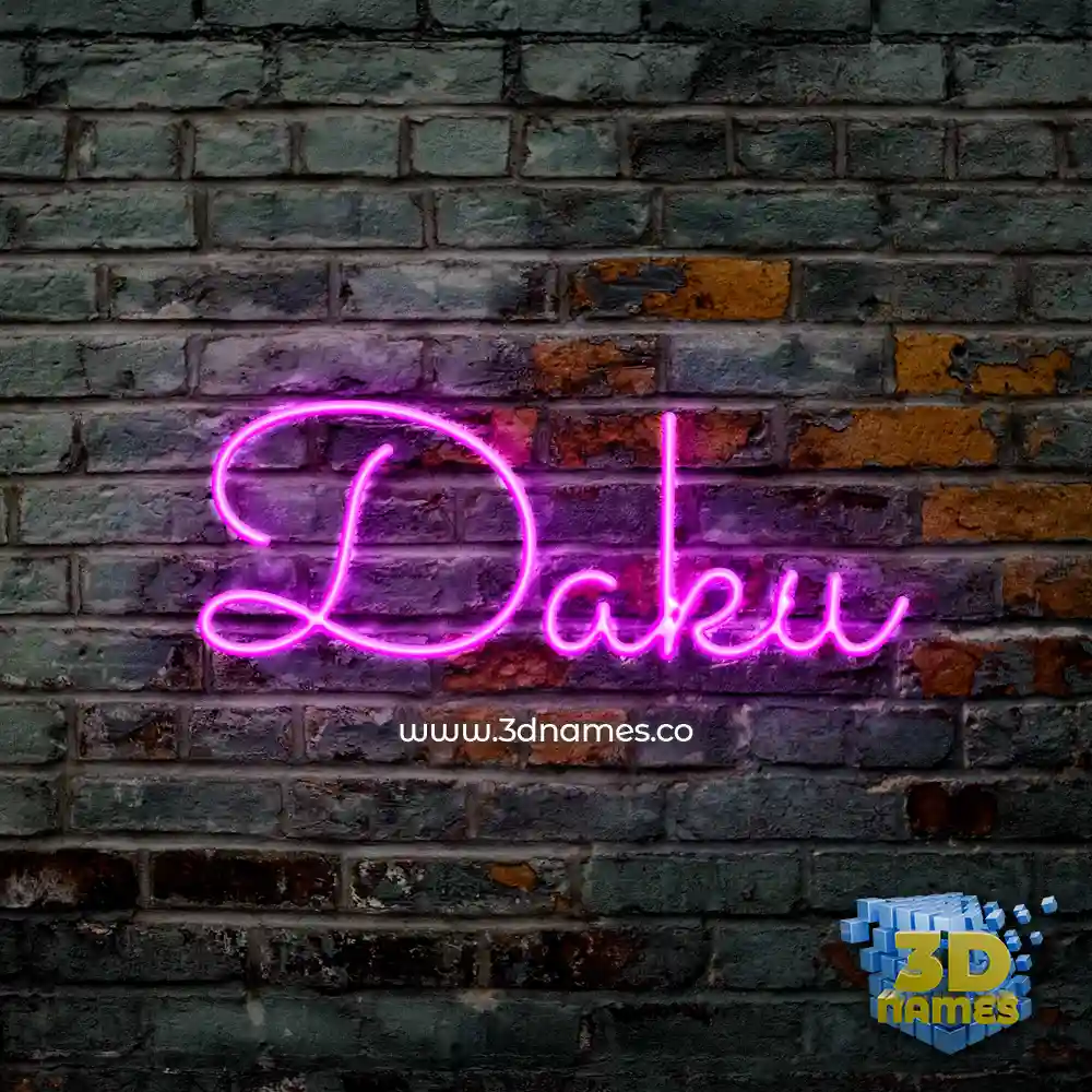 daku in Pink Neon style - 3D name wallpaper