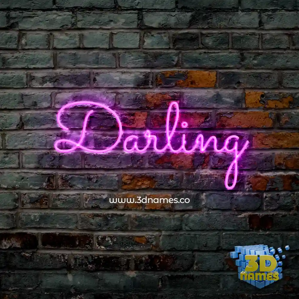 darling in Pink Neon style - 3D name wallpaper