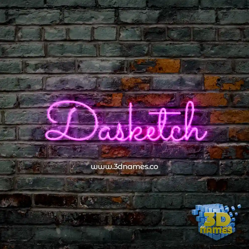 dasketch in Pink Neon style - 3D name wallpaper
