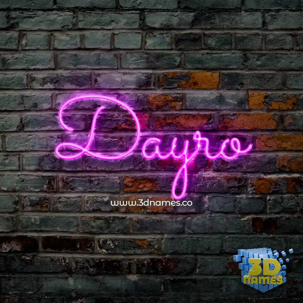 dayro in Pink Neon style - 3D name wallpaper