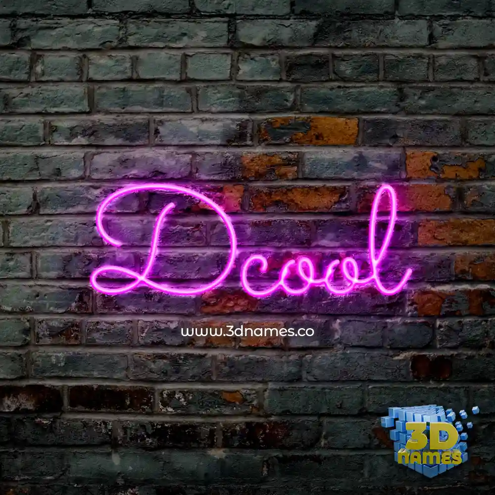 dcool in Pink Neon style - 3D name wallpaper