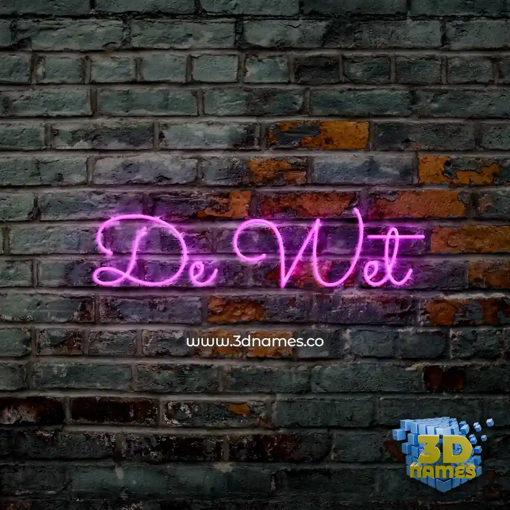 de wet in Pink Neon style - 3D name wallpaper