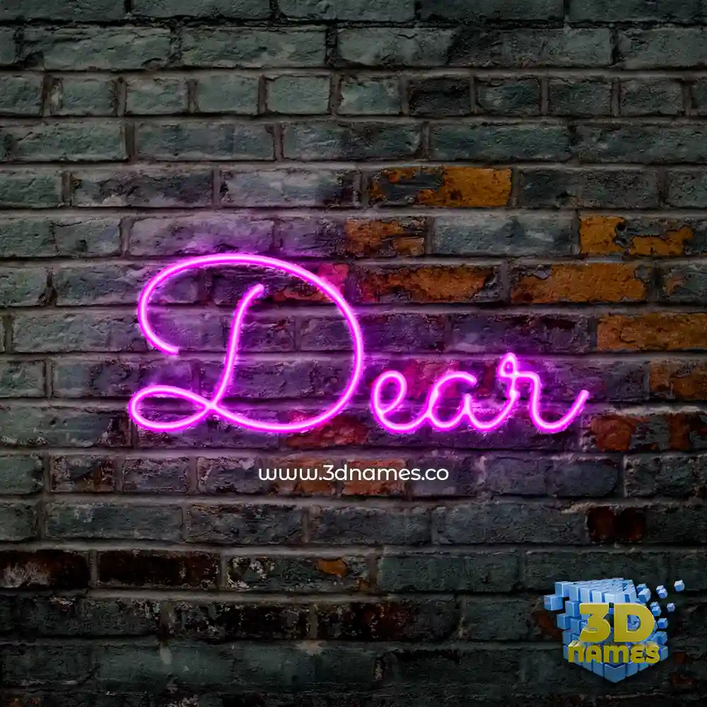 dear in Pink Neon style - 3D name wallpaper